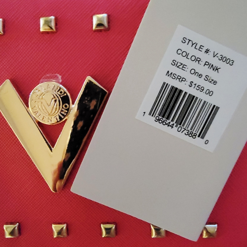 NWT Valentino Orlando Hot Pink Studded Camera Crossbody Gold V Logo - Picture 8 of 16